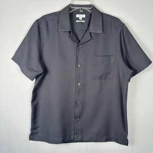 Reiss‎ Camp Shirt Men's XL Black Short Sleeve Button Down Regular Fit Gentleman